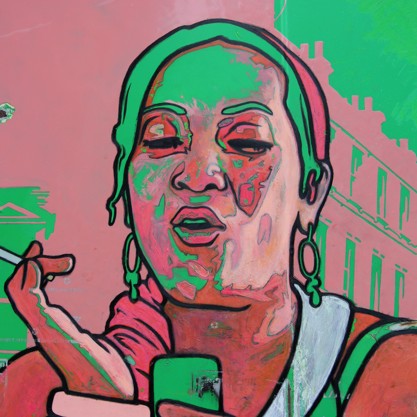 Rolling in Kilburn - oil and enamel on Porsche bonnet - part of the show PETROL 2009 by David Le Fleming