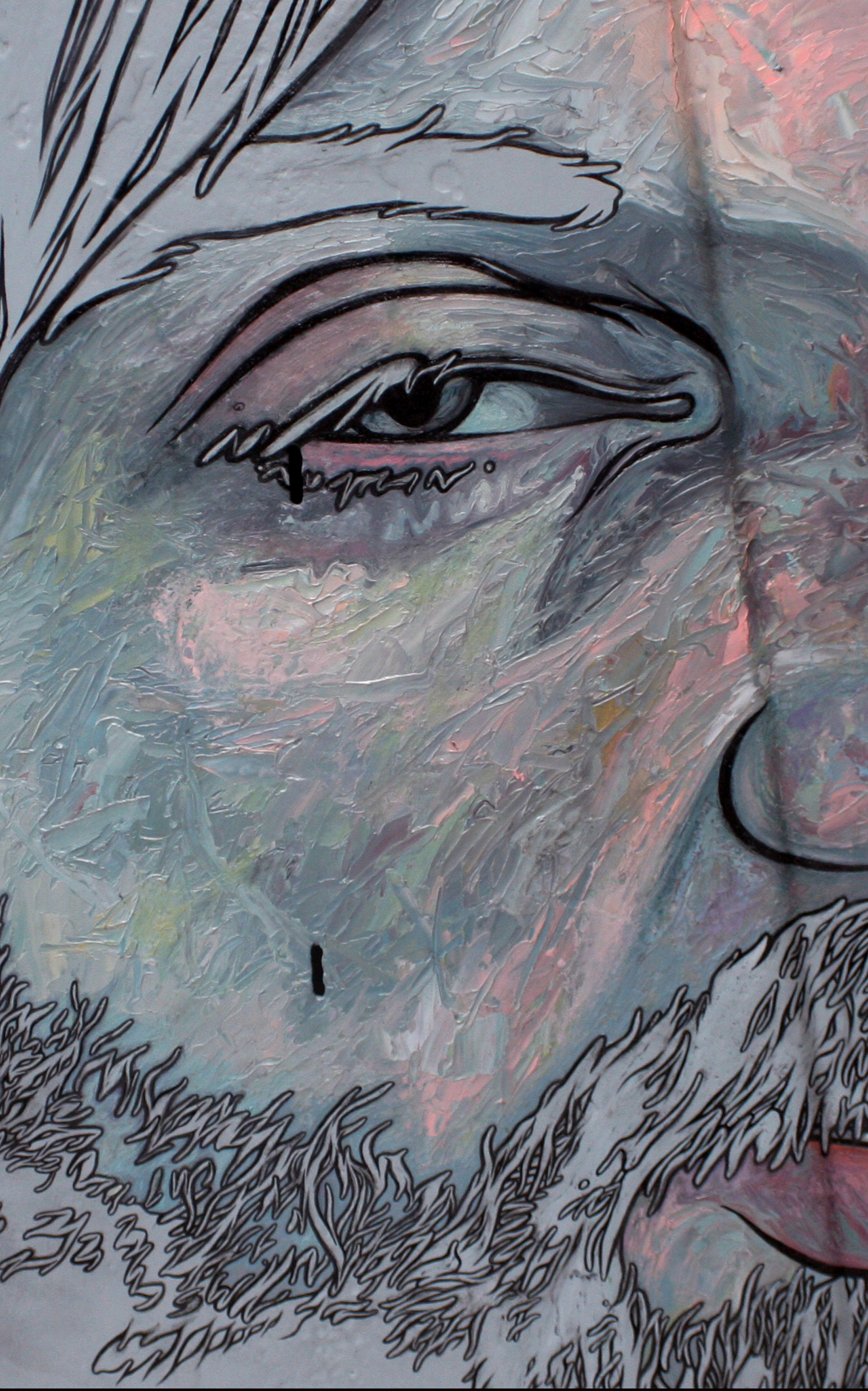 Painting by David Le Fleming on 1950s Wolseley bonnet, of friend Ashley Murray Fowler