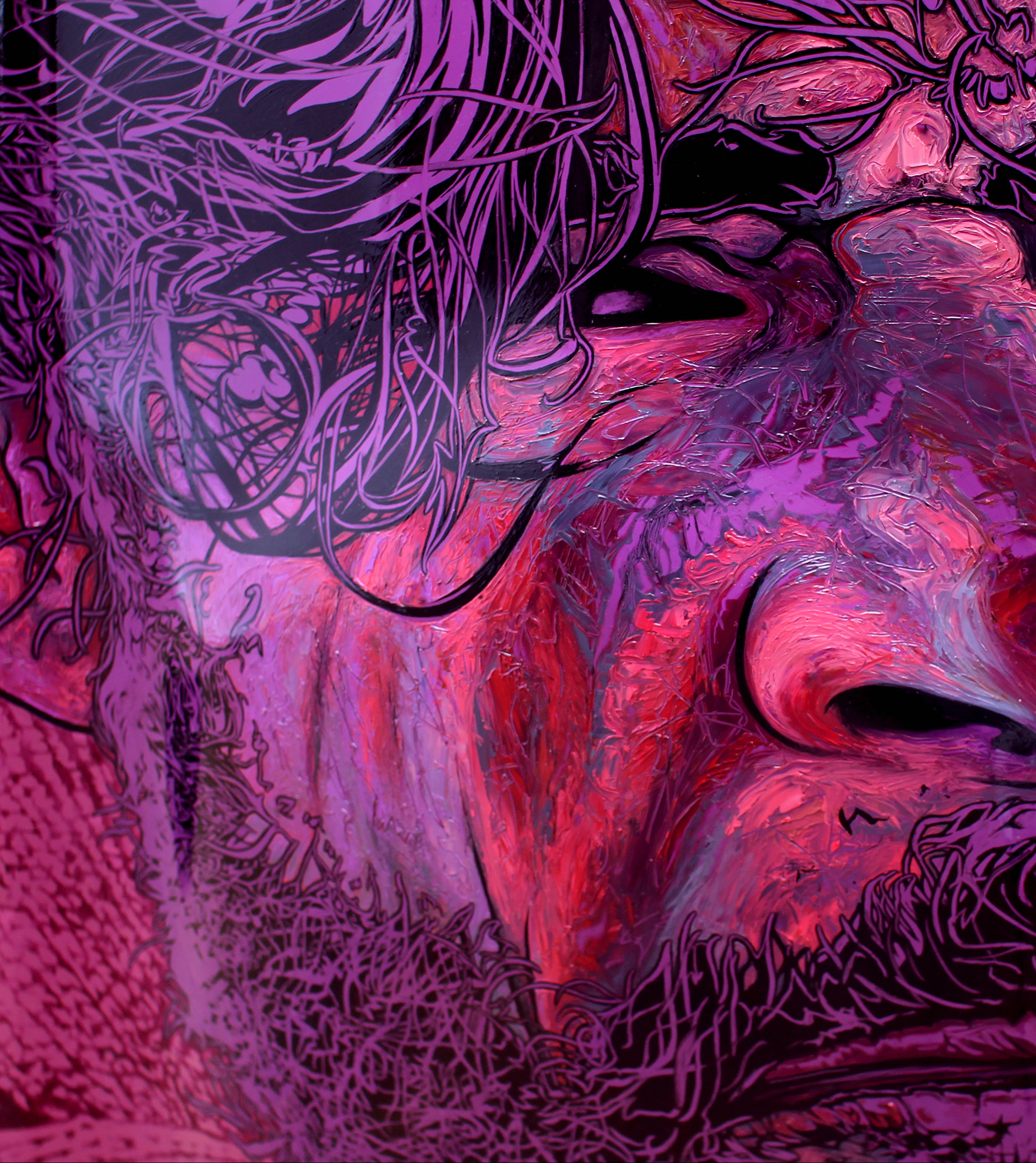 painting by David Le Fleming, oil and enamel on 1970s Ford Capri