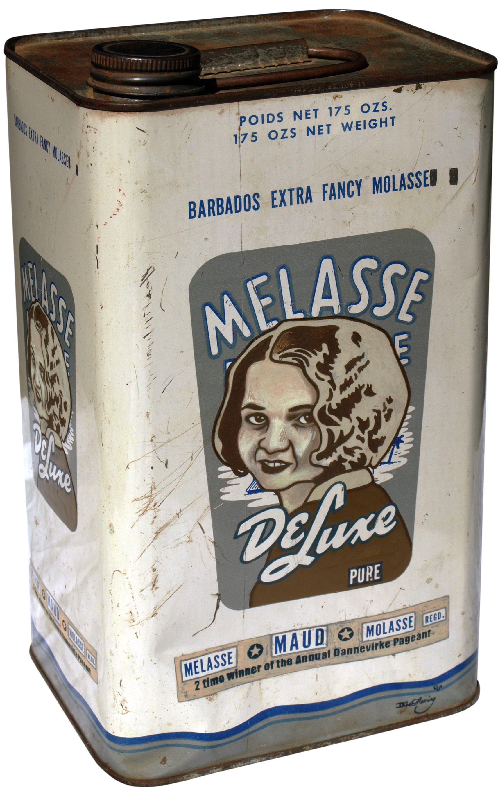 Melasse (2008) oil and eggshell on tin can by New Zealand artist David Le Fleming