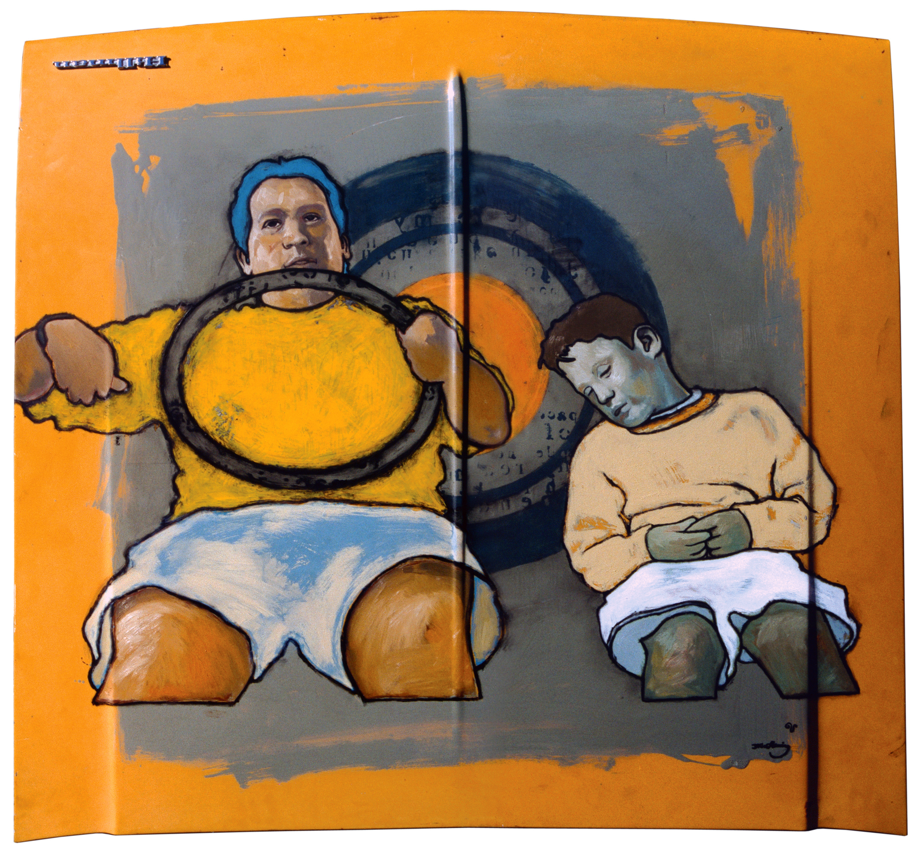 Side landal pull (2003) oil painting by kiwi artist Dave Le Fleming - studio exhibition, Anvil House, Wakefield St