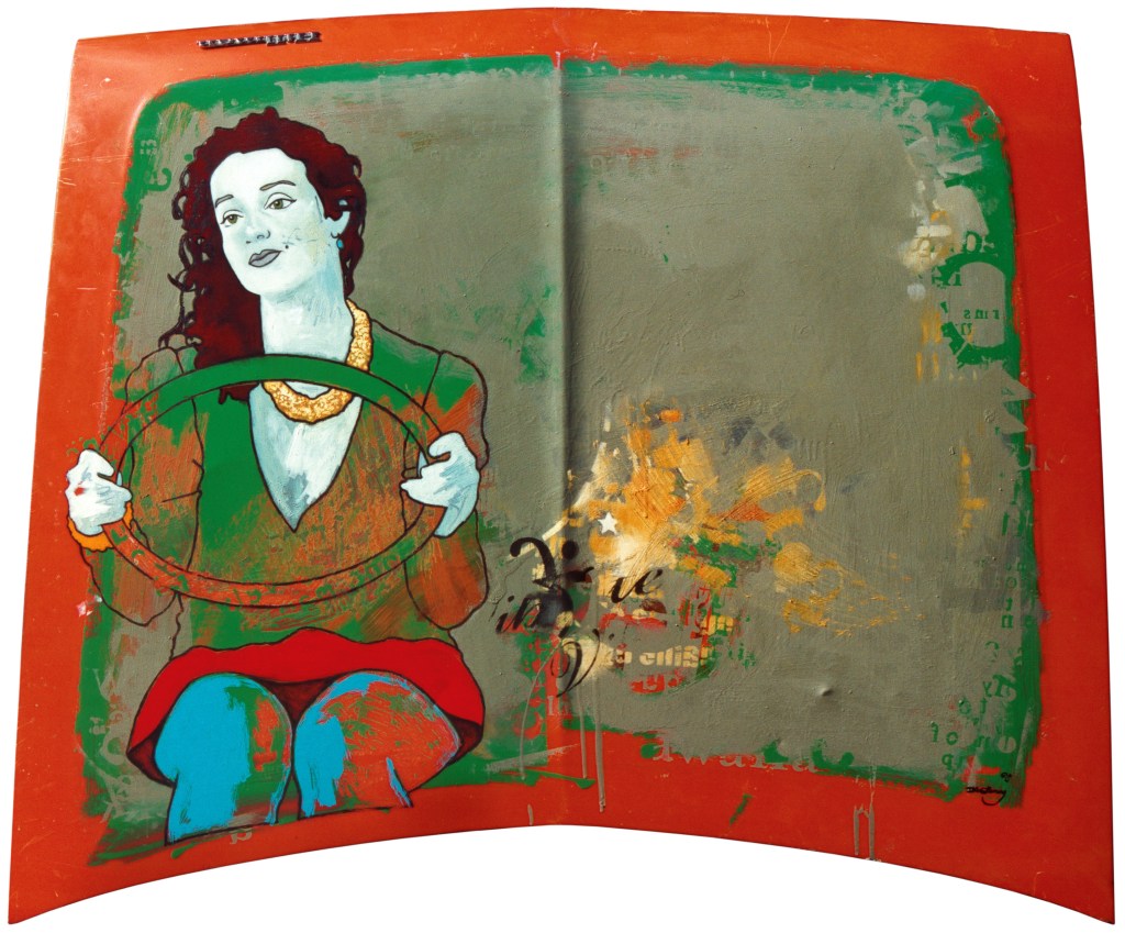 Ruby red (2003) oil painting on Hilman Hunter bonnet by Dave Le Fleming