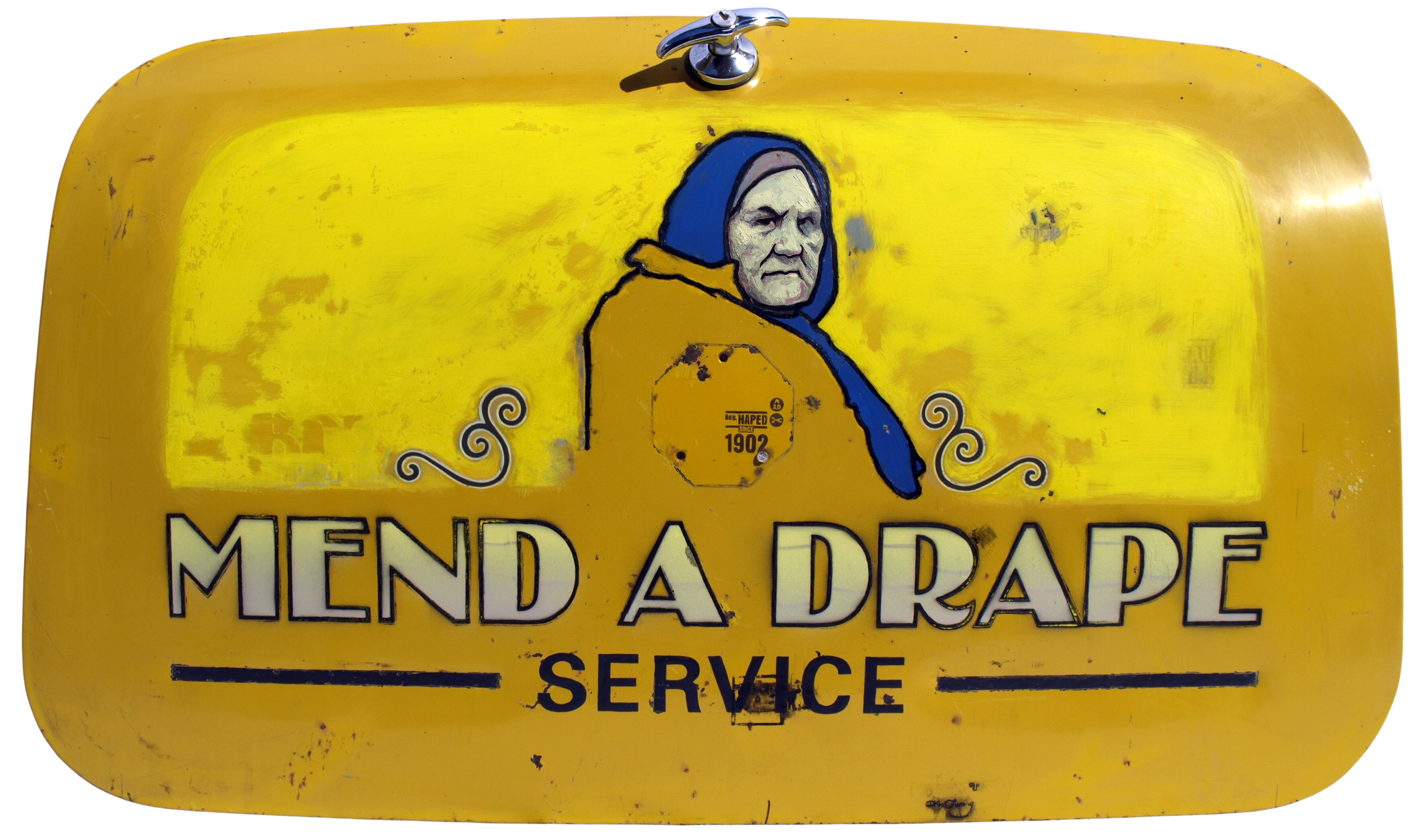 Mend a Drape (2008) oil and eggshell on car boot by New Zealand artist David Le Fleming