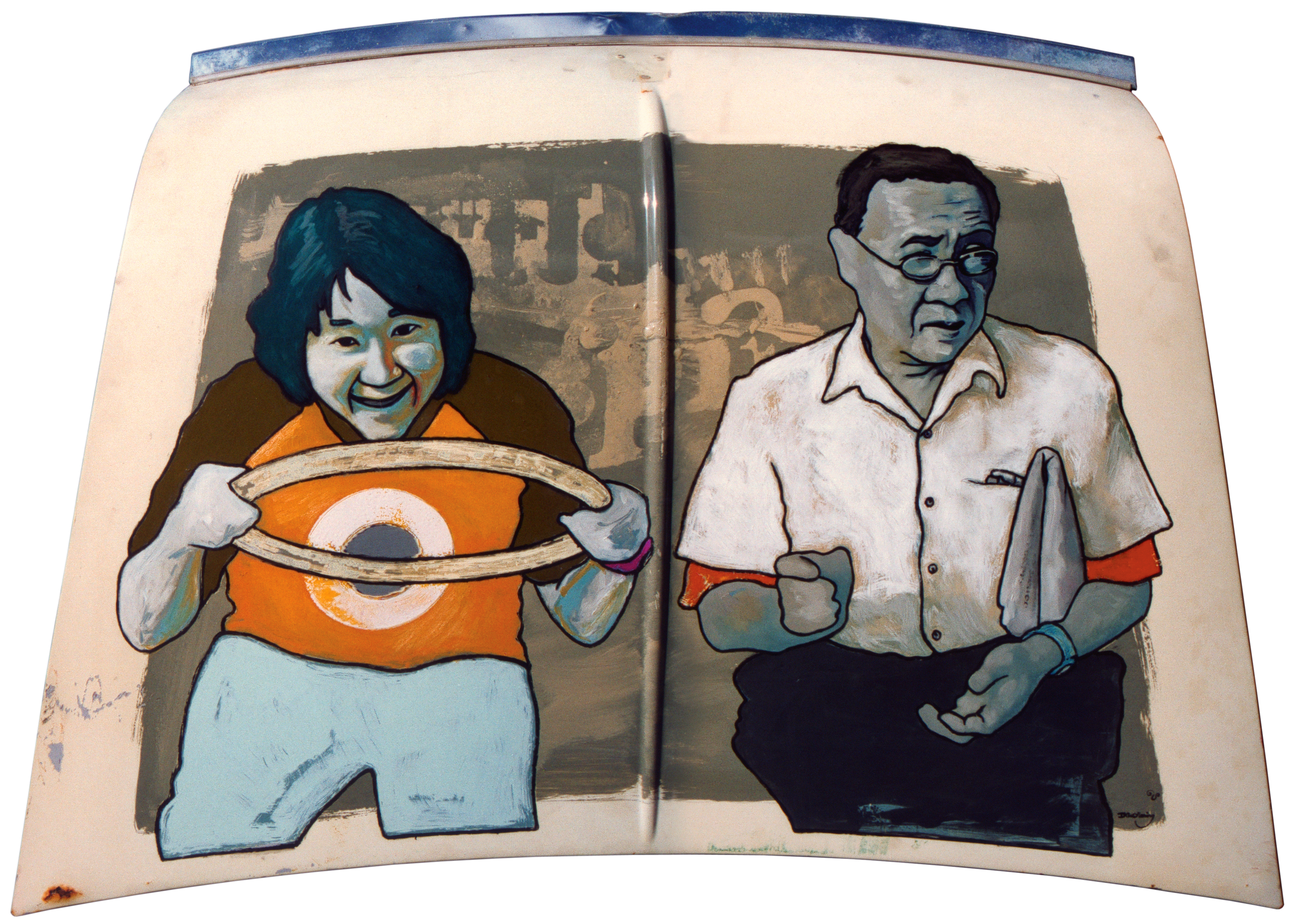 oil painting on Mini Cooper bonnet by kiwi painter Dave Le Fleming