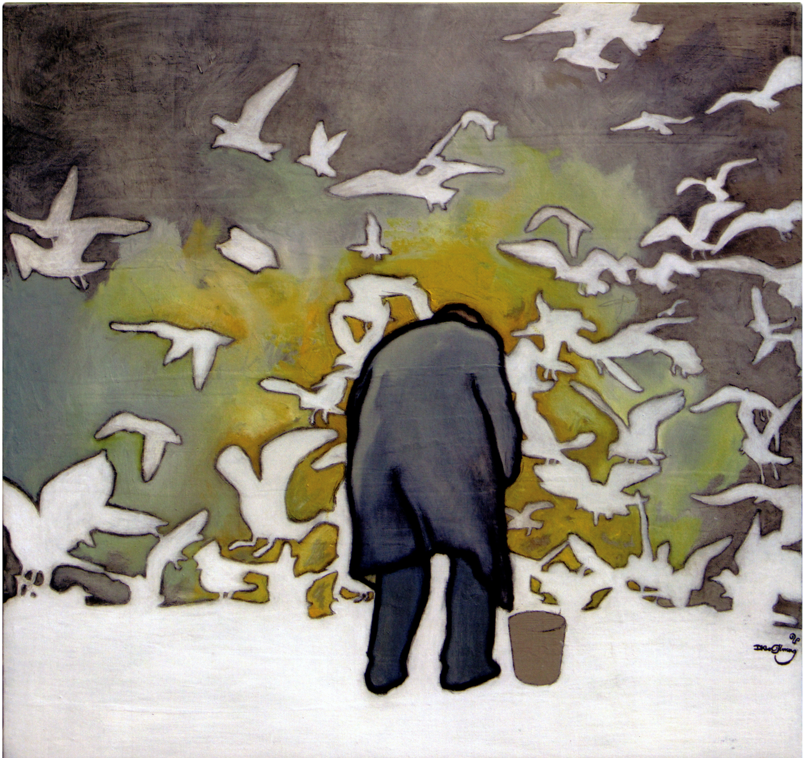 Painting by David Le Fleming, referenced from photo taken by Ed Van Der Elsken, Amsterdam, 1950