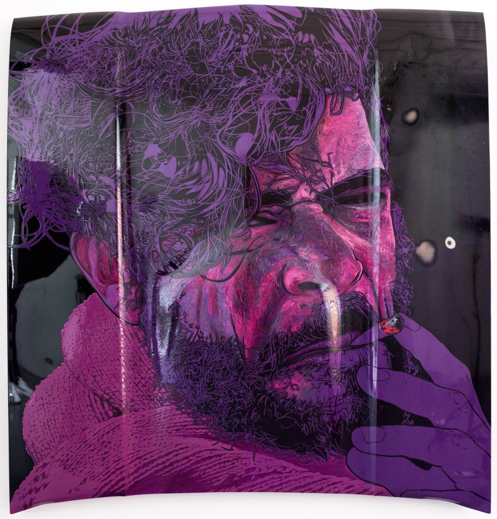 Painting by David Le Fleming on 1970s Ford Capri bonnet