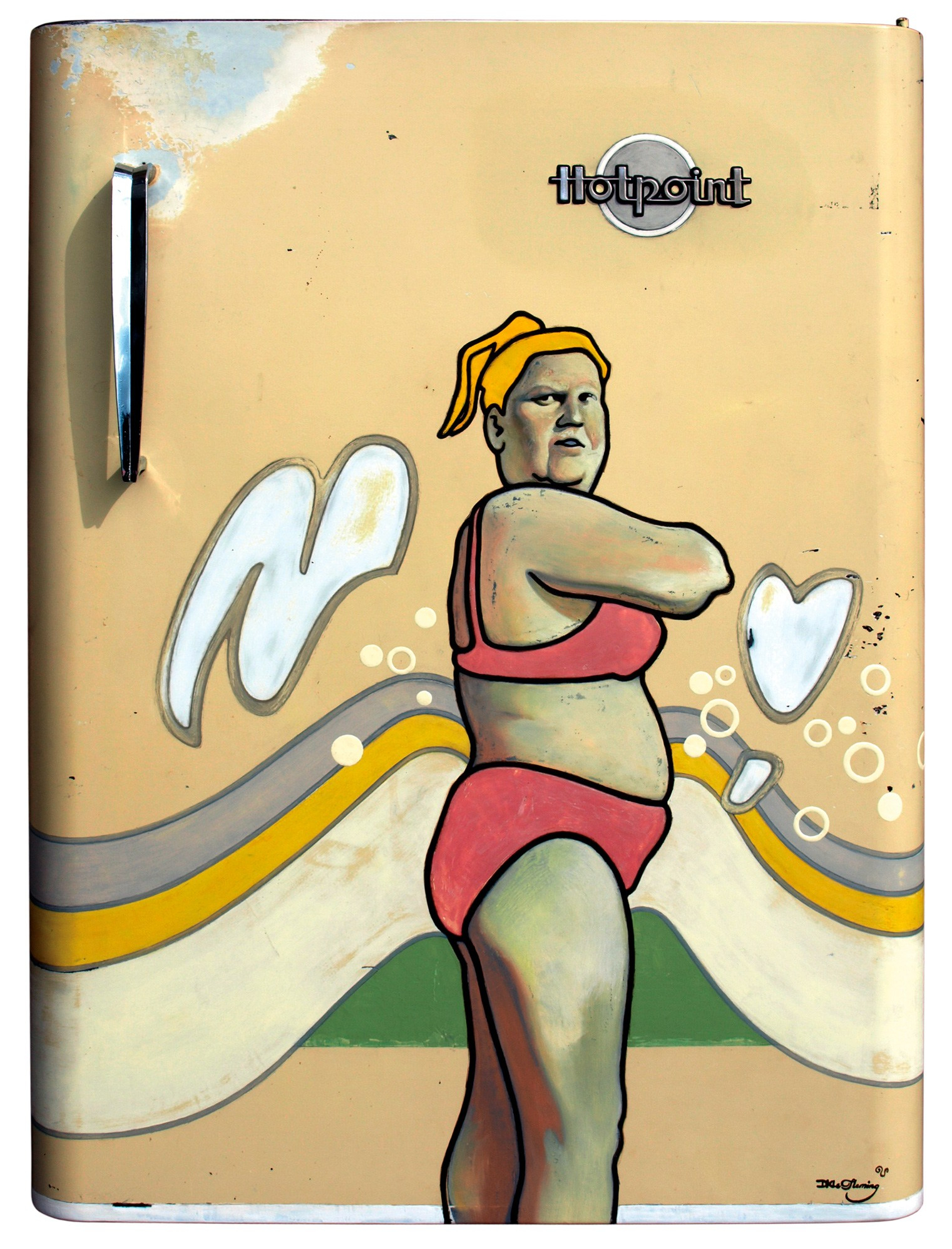 Gullwing Mary (2008) oil and enamel on fridge door by kiwi artist David Le Fleming