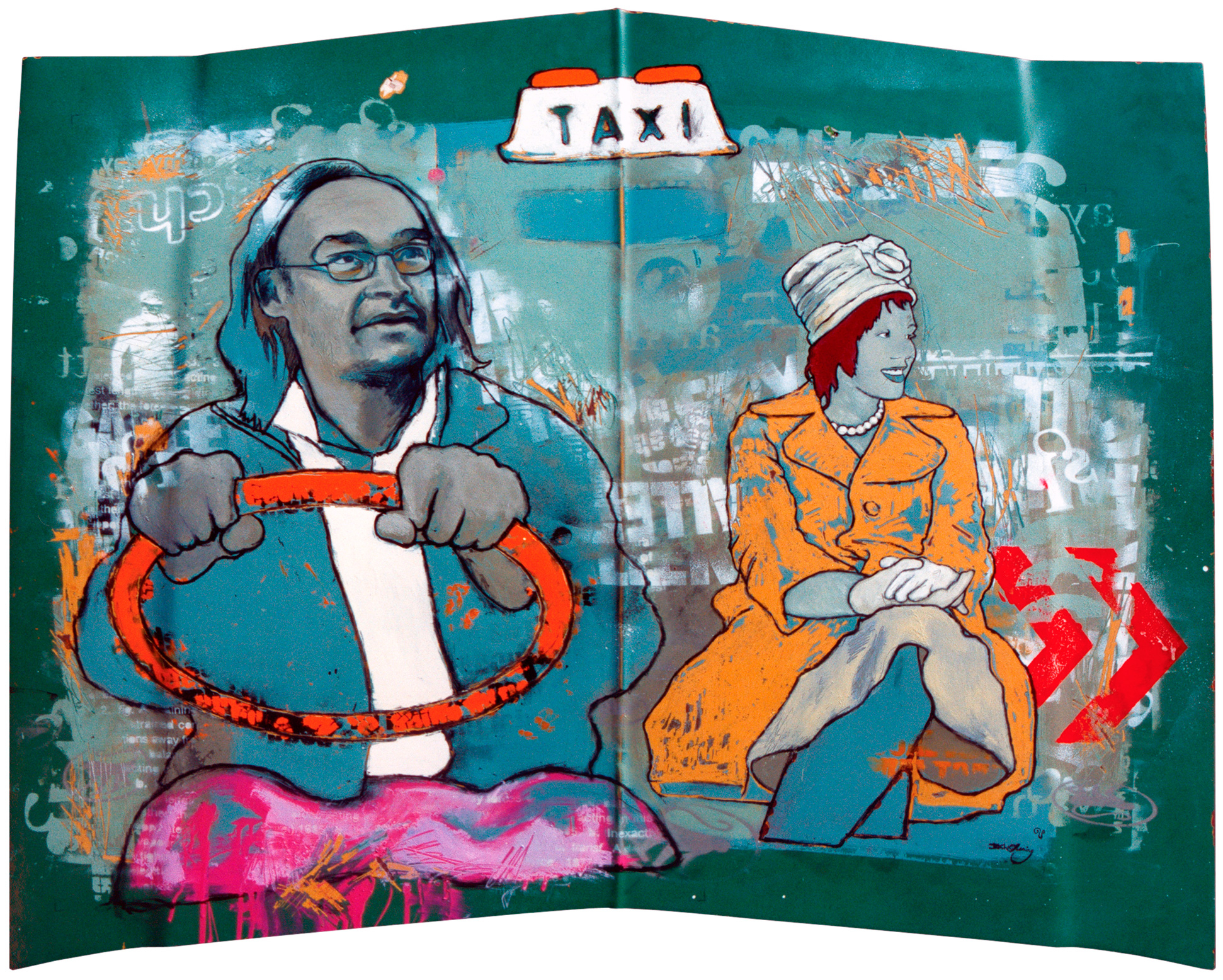 Palmerston North Please (2003) oil painting on Holden Kingswood bonnet by Dave Le Fleming o