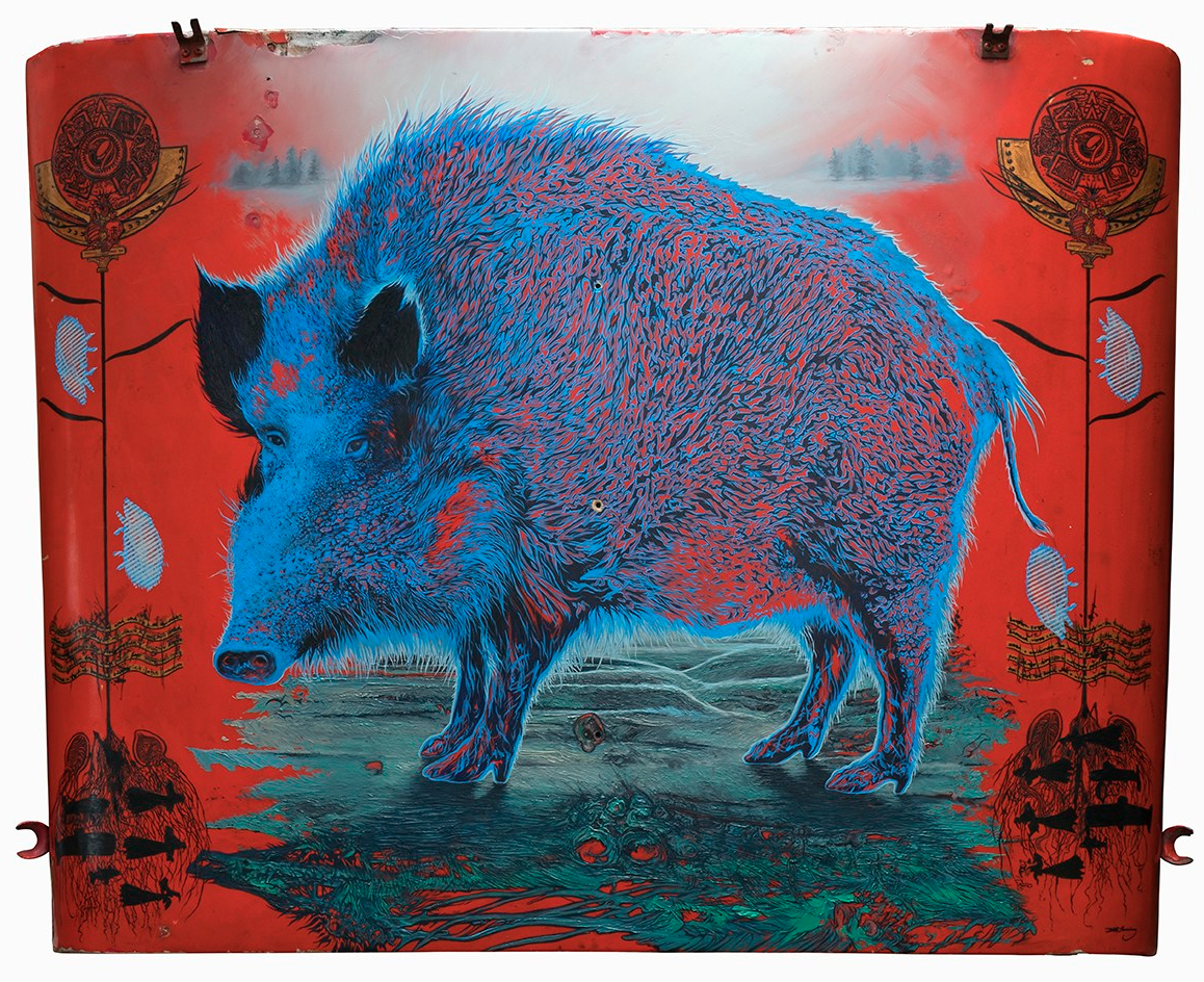 Lindsay – God of Subsistence (2019) oil on car bonnet - oil painting by David Le Fleming