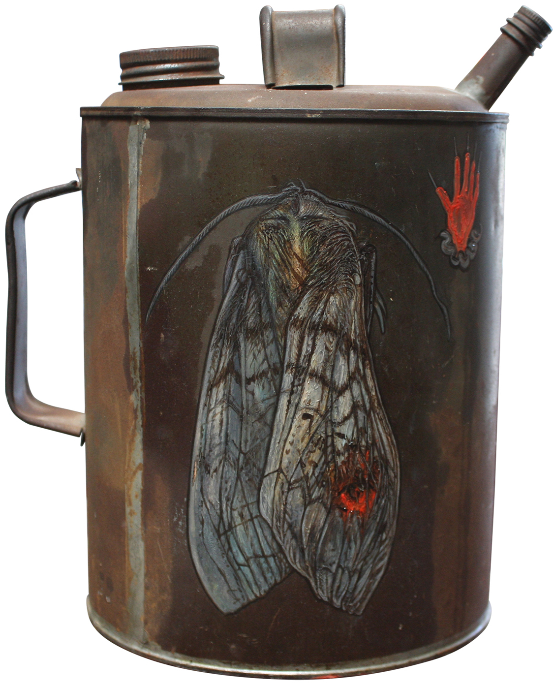 Crepuscular Sect (2019) oil on tin can - oil painting by David Le F