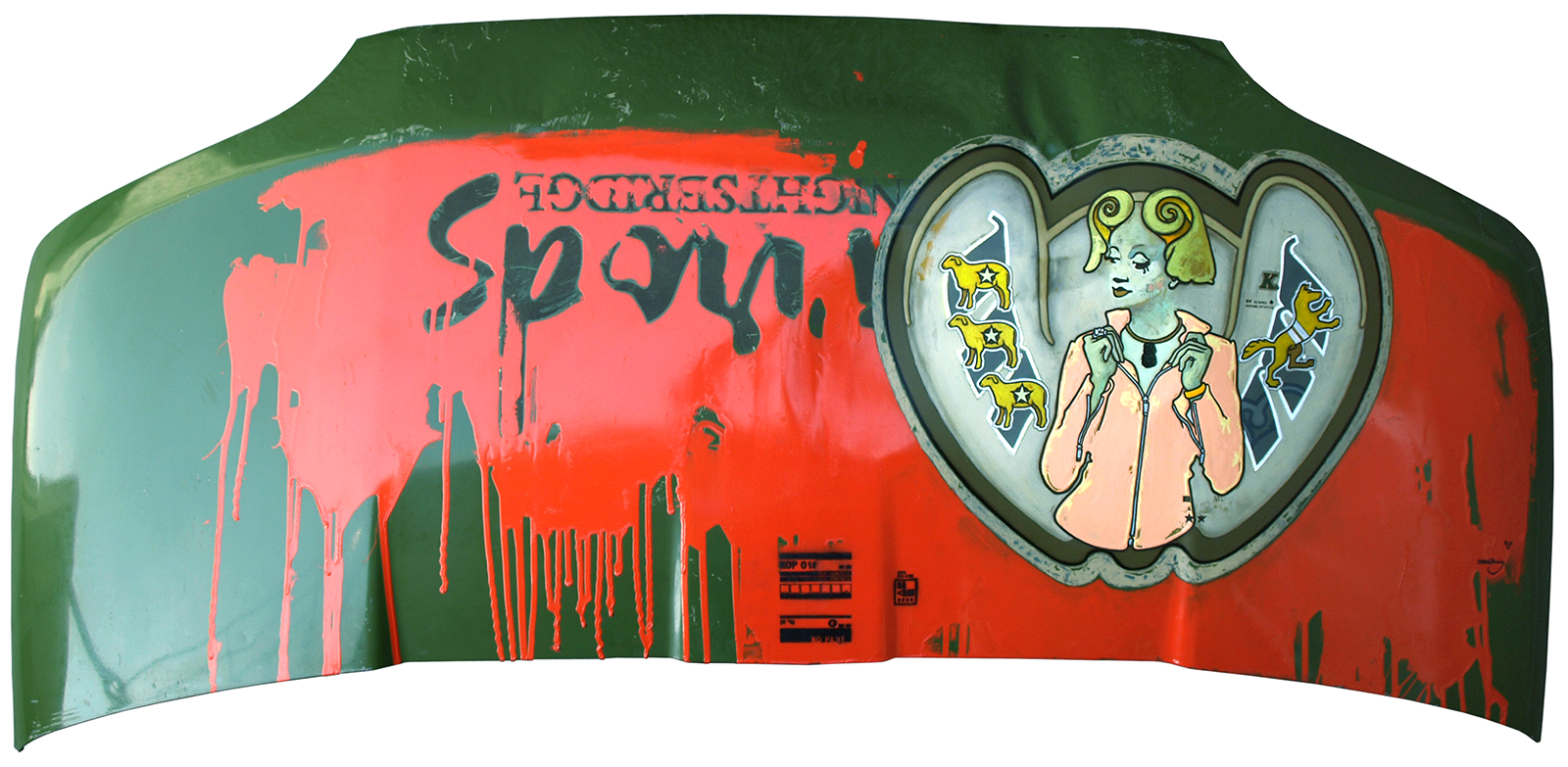 Knightsbridge (2008) oil and enamel on van bonnet by David Le Fleming - old Harrods delivery van