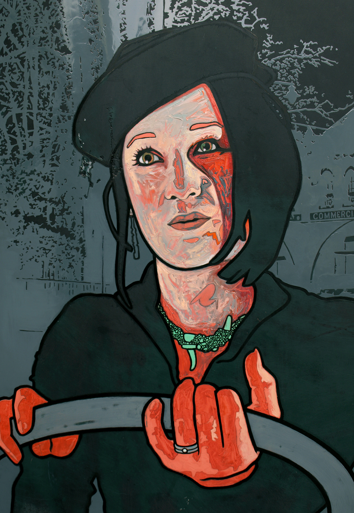 oil and enamel on Triumph TR4, by New Zealand artist David Le Fleming